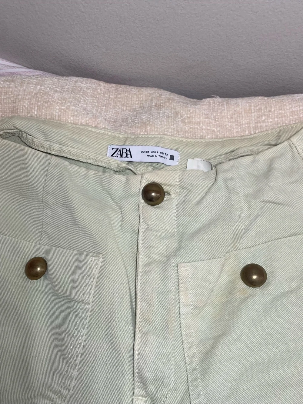 Zara Woman Mint Green Wide-Leg Jeans Front Patch pockets size 2 100% cotton - Picture 4 of 12